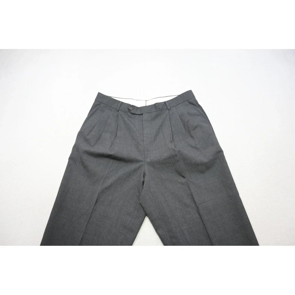 Monsieur Givenchy Dress Pants Mens 35x30 Gray Pleated Cuffed Trousers Excellent